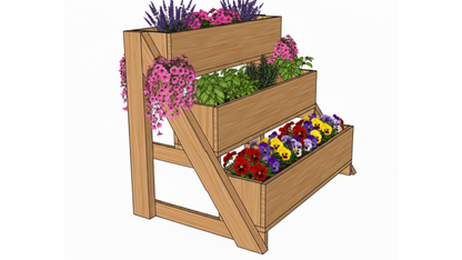 Modern 3-Tier Wooden Planter Box _ (Digital Download)