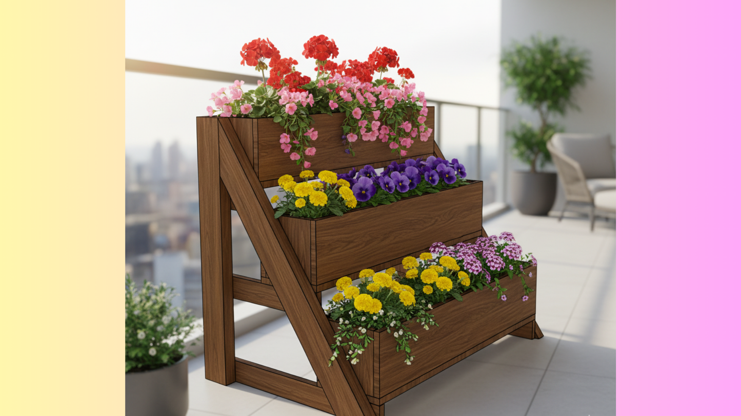 Modern 3-Tier Wooden Planter Box _ (Digital Download)