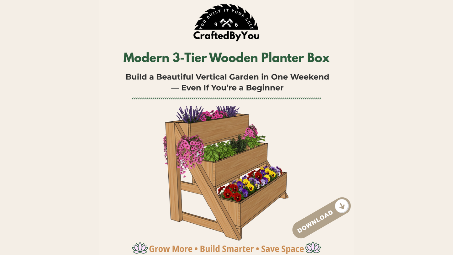Modern 3-Tier Wooden Planter Box _ (Digital Download)