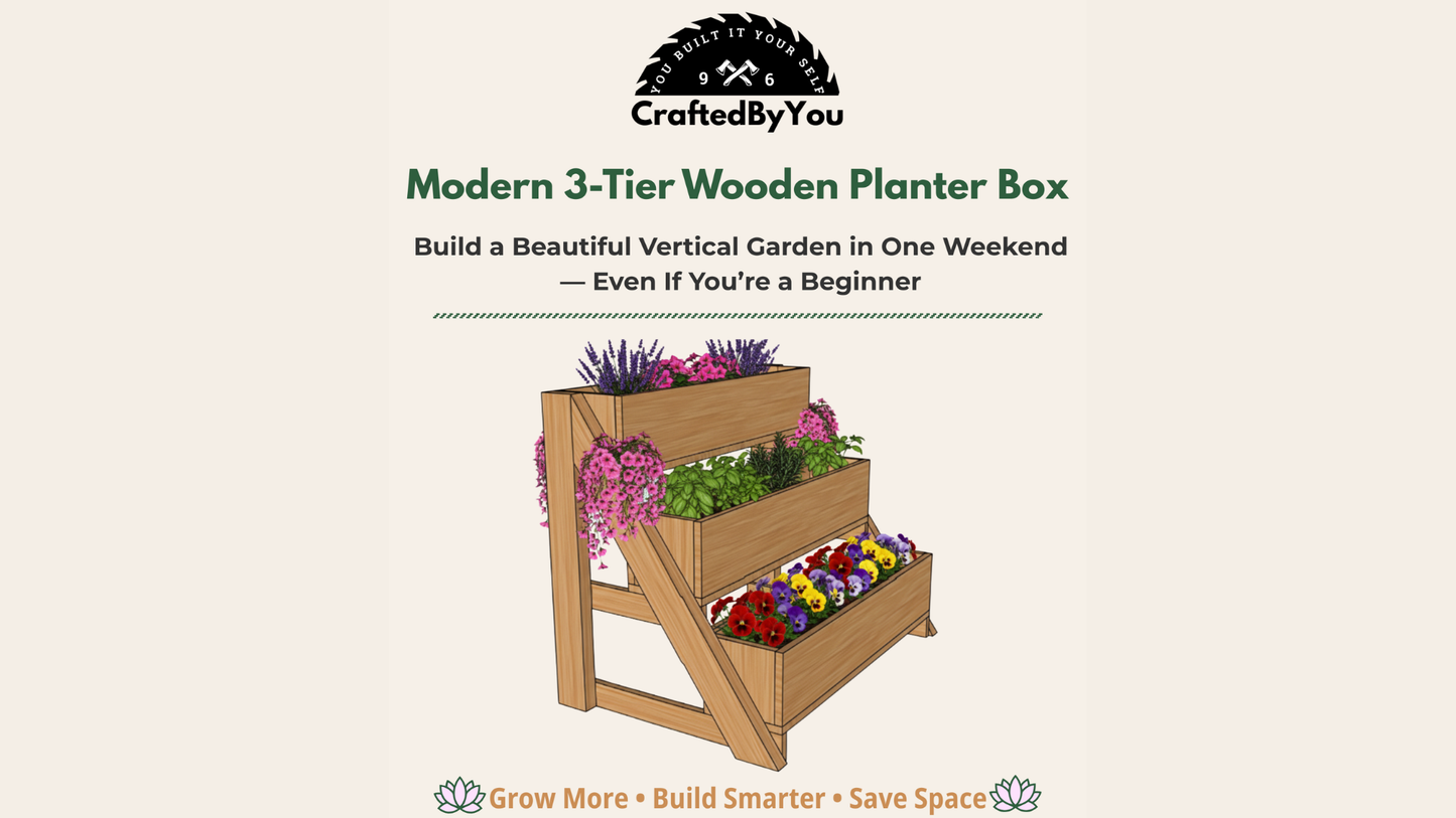 Modern 3-Tier Wooden Planter Box _ (Digital Download)